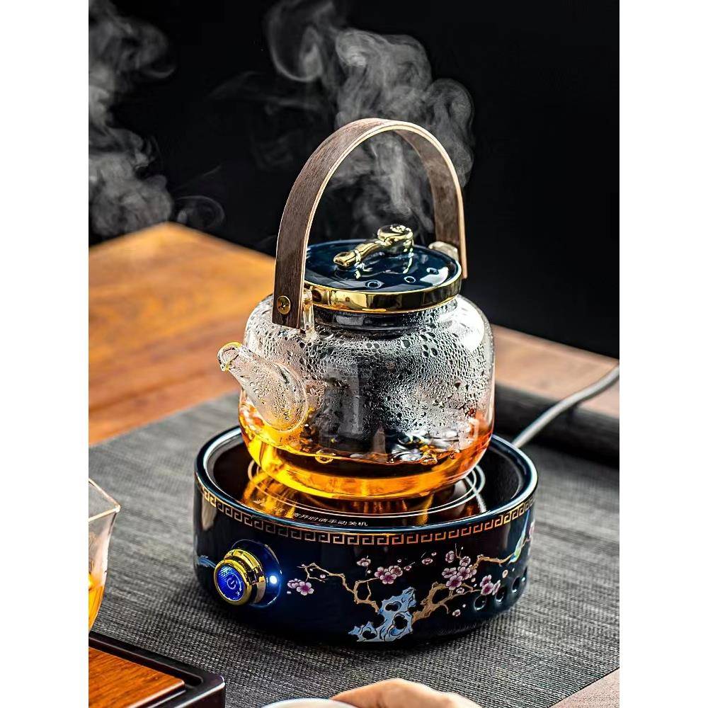 电陶茶炉煮茶玻璃沏煮茶壶器烧水泡喝茶壶圆形大容围量蒸汽炉M684