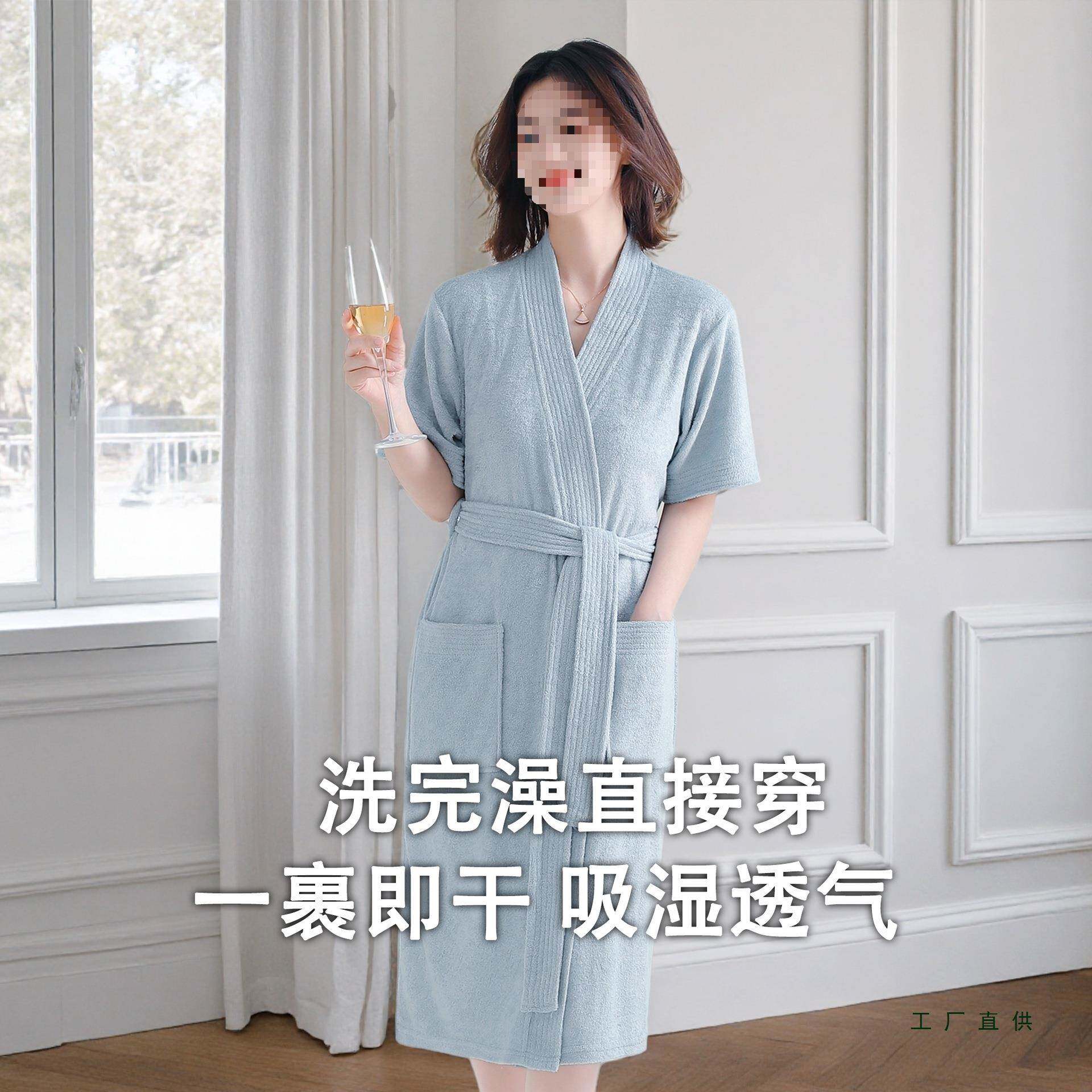 毛巾浴袍夏季秋酒店巾女款春情侣短袖浴浴衣可穿OHH式吸水速干男