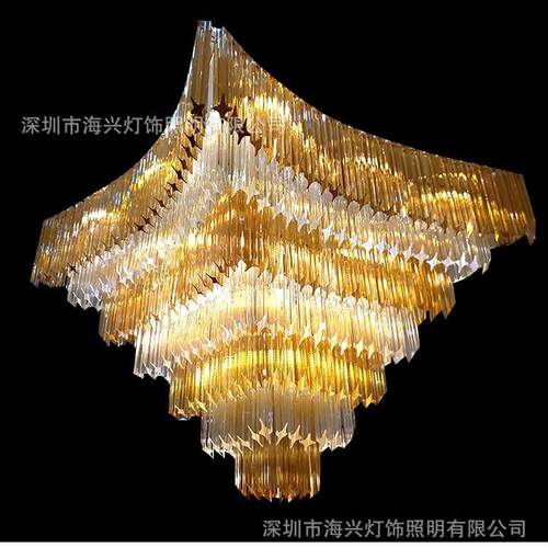 酒店玻堂吊灯售楼部沙盘灯宴厅装饰灯多层会水大晶璃弯管538挂件