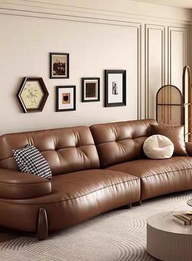 意创式FMP极简古沙发生态皮复意小简约客厅大户型组合直排实木网