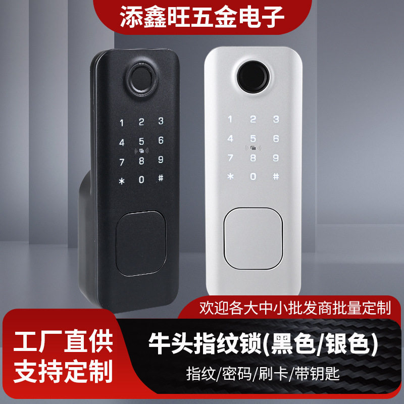 牛头锁双面户外防水指纹密码智能锁庭院门出租房公寓刷卡免布线锁图片