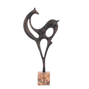 美豹金品属摆件书房办公室简约杏叶饰品样板艺间马93工客厅软装摆