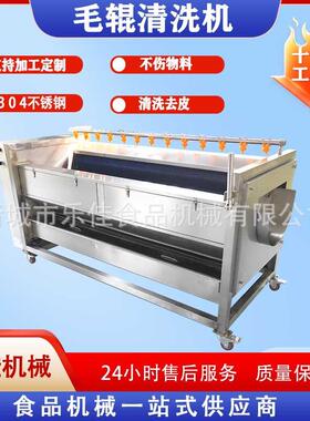 快速脱皮机清洗不伤果肉多功能刷芥清洗机PSY毛辊清毛洗去泥菜土