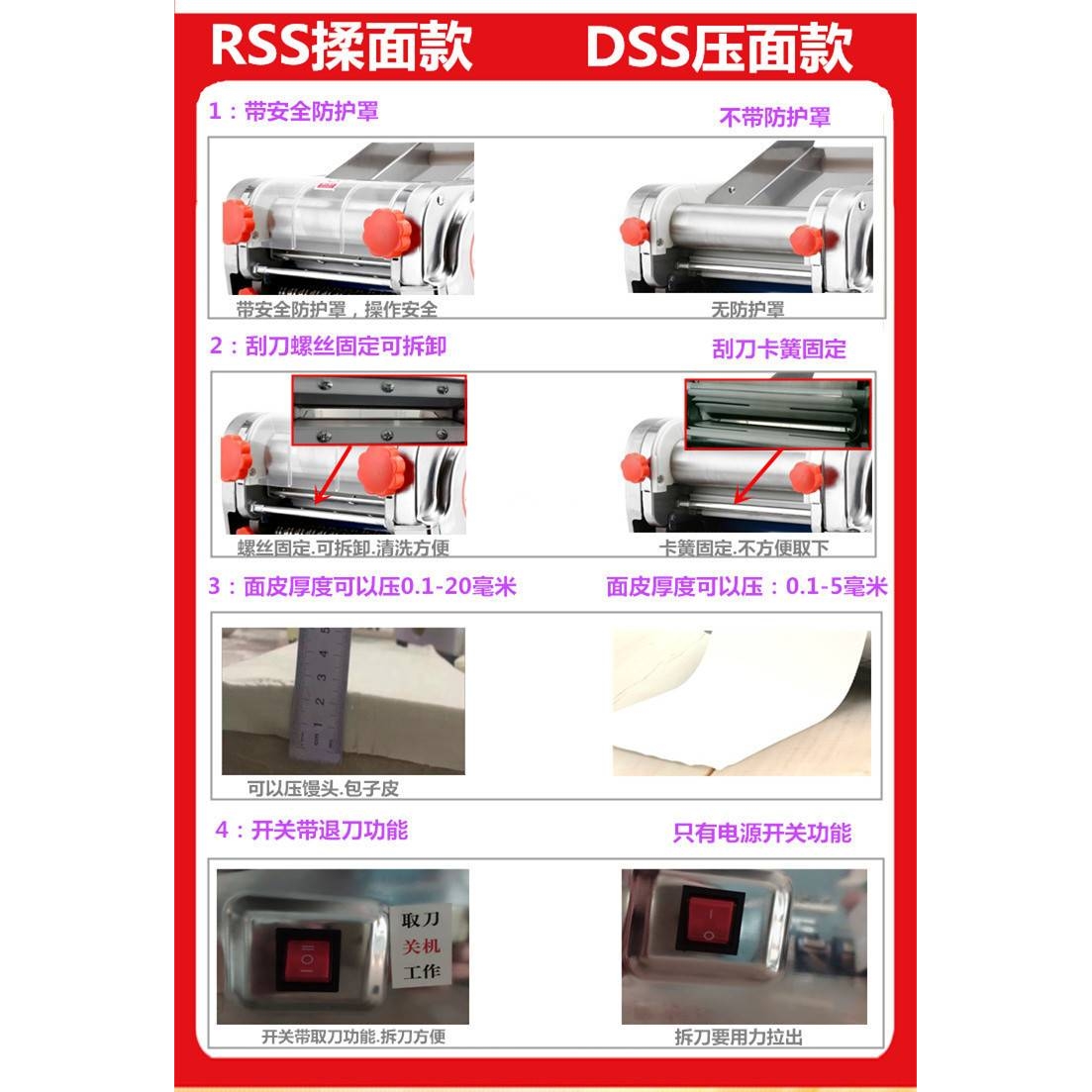 海鸥俊厨不锈钢电动压面机全自动商用揉面家用小型面条机饺子皮机
