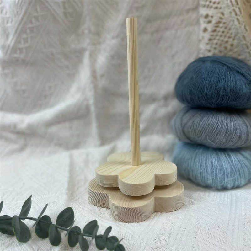 家用绕线毛线轴 可转动旋转针织线团手工编织工具 底座实木轴架