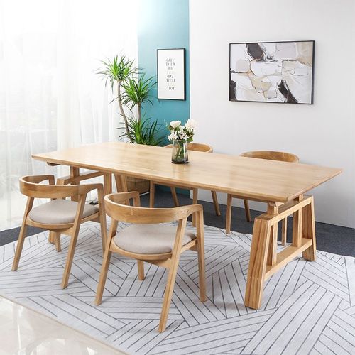 简约实木长方形办公桌椅组合 公司小型会议桌 员工6人位办公桌子