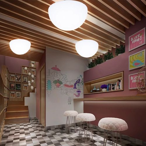 半圆月亮吸顶灯商场装饰氛围灯中式吊灯餐厅壁灯灯具高级感景观灯