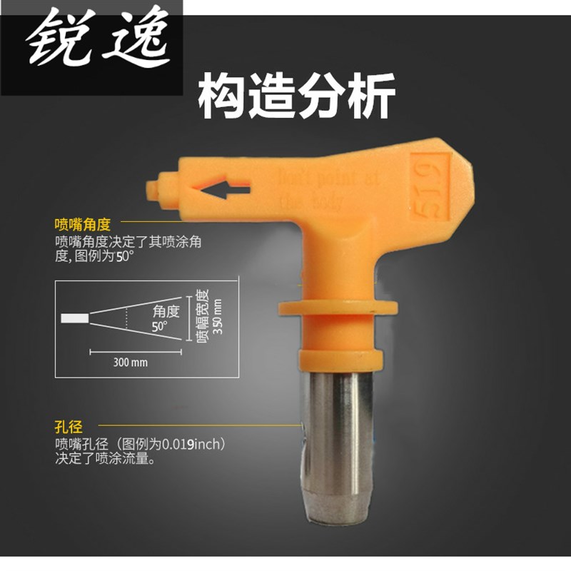 517油漆喷嘴519通用高压无气喷涂机喷枪配件625喷头枪嘴雾化喷涂.