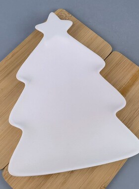 素胚圣诞造型盘子diy素坯绘画陶艺陶瓷白瓷盘国画彩绘白色涂鸦盘