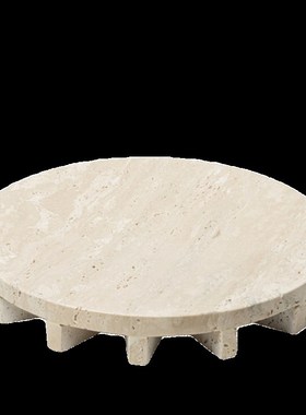 极简侘寂风黄洞石摆件餐桌u烛台装饰品天然大理石花瓶花器托盘饰