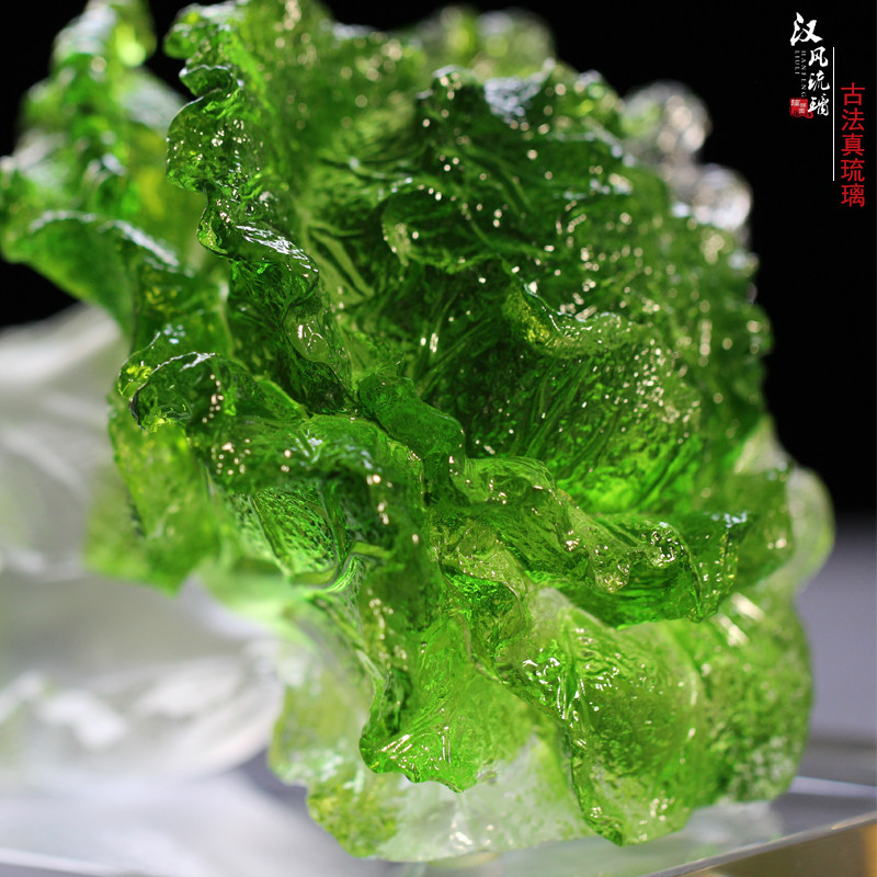 琉璃白菜摆件开业l礼品古法琉璃白菜百财商务家居装饰品琉璃工艺