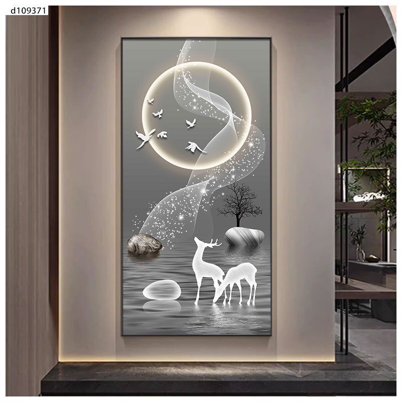 空间延伸玄关装饰画现p代简约入户走廊过道挂画高级感抽象竖版壁