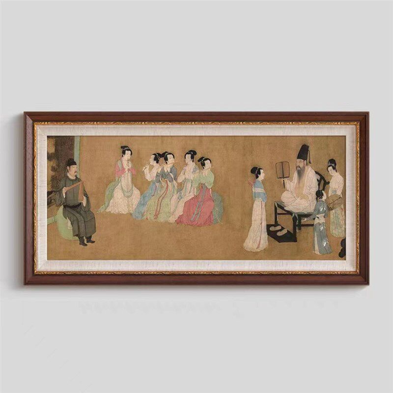 《韩熙载夜宴图》法n式中国风客厅装饰画玄关壁炉新中式书房挂画