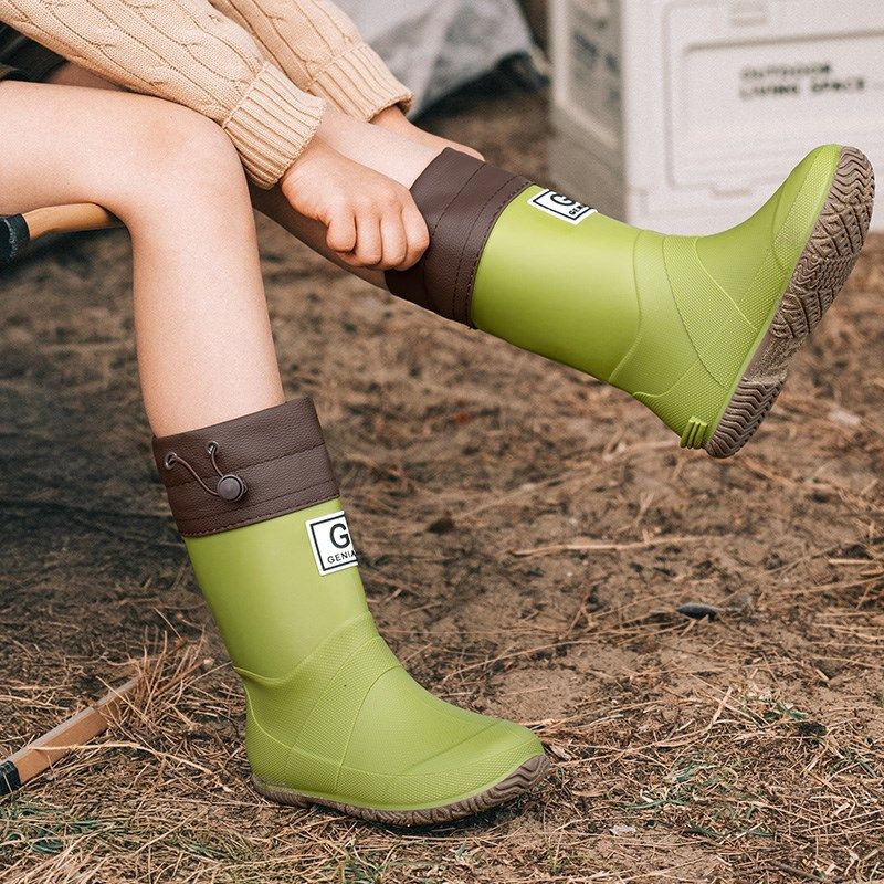 儿童雨鞋男孩户外防水防滑轻便胶鞋大F码徒步水鞋软底可折叠雨靴