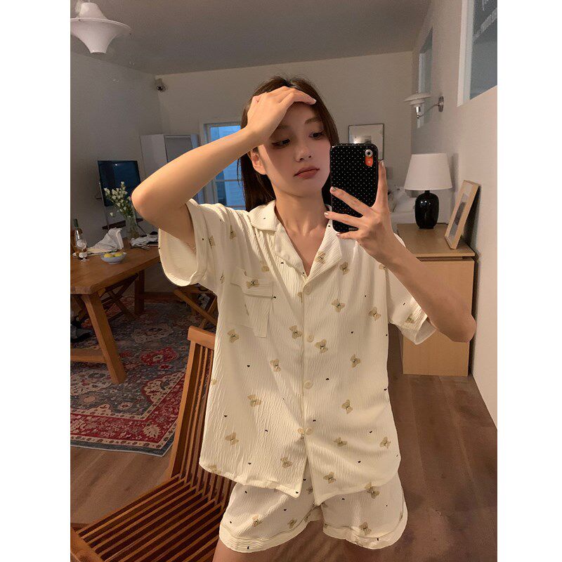 睡衣女款2024新款夏季短袖短裤纯棉亲肤舒适透气可外穿家居服套装
