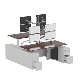 钢人木升降办公操作多屏显示196台器控制单人双支架桌屏幕金融交