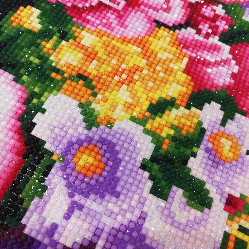 5清新花瓶图D钻石新画绣好的成品瓶清花半贴纯手工贴十字绣成品出
