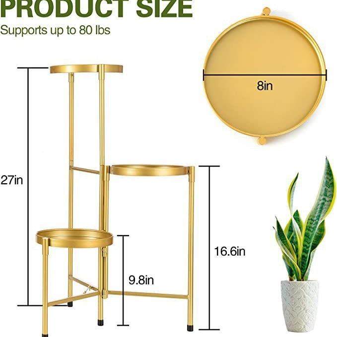 爆款客简地厅金色花架花架子约萝落式轻奢多层置物YJ6689架室绿内