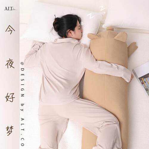 小猪长抱枕男生睡款条觉专用床上女生孕EWJ妇夹睡腿侧床头靠垫可