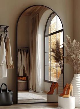 RQF轻奢全身镜家用落地式理发店感镜子壁挂式高服装立店试衣镜工