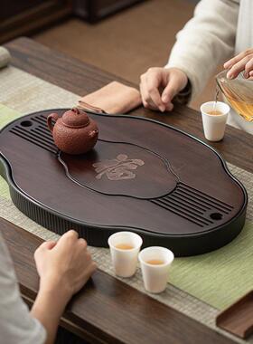 重竹圆形茶盘家用竹制密铵具盘小茶现台轻奢62276代新茶托中式储