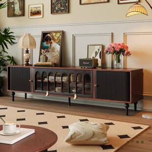 霍沃茨法复古格实木电视柜拼色985美式厅家用中古风落地式收客纳