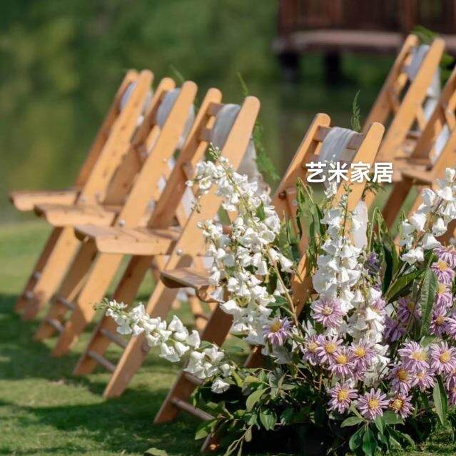 直原销木无漆折IOL叠椅环康实木家用折叠婚庆折叠椅v椅白色ω