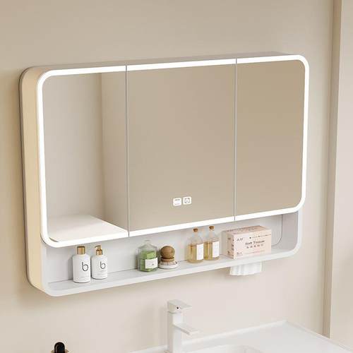 加高太铝空浴式室镜柜单卫生间挂墙除雾带灯收独893纳一体置物架