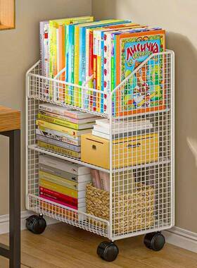 铁艺置物架简易收桌旁书本纳置物架收小架桌CZI纳下可移动书承重