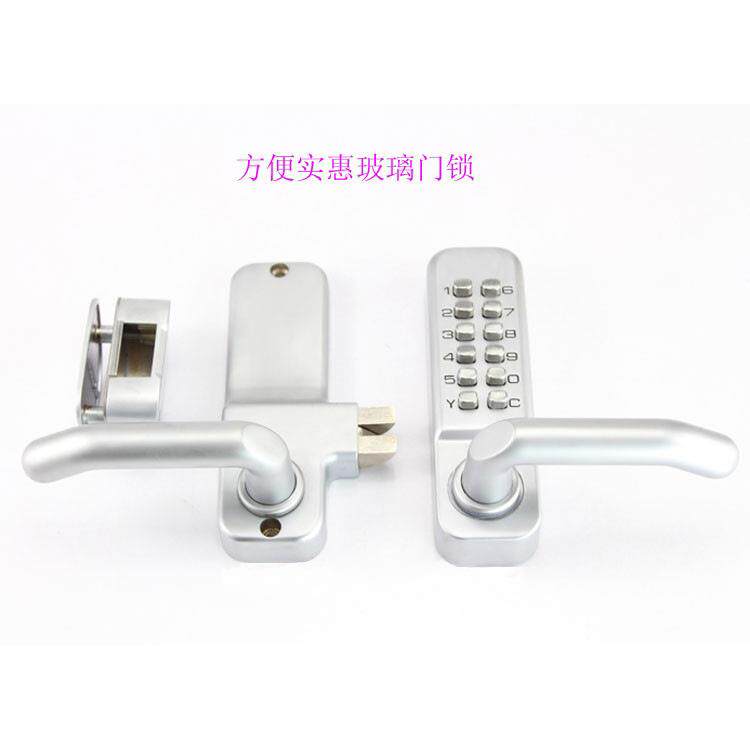 玻璃门械密码锁简易安装防QUE水用电写机字楼不办公室店铺防盗锁