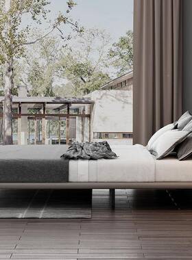 无小LXR户型皮床靠背浮榻榻米极酒店意式床架子悬简无床设计师床