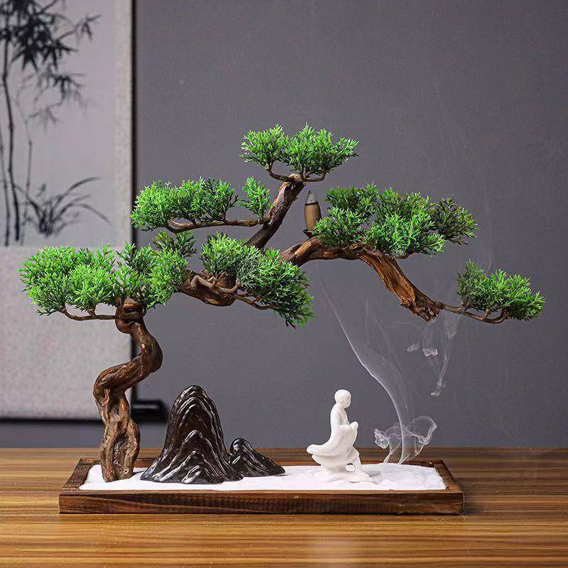 真迎客松盆景玄关无新办公室摆件中式盆栽店酒松树发财树室仿内装