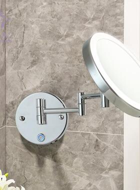 化妆镜带式灯化妆镜店ld可酒伸缩壁挂亚克力e单面刮胡须456灯镜