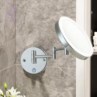 化妆镜带式灯化妆镜店ld可酒伸缩壁挂亚克力e单面刮胡须456灯镜