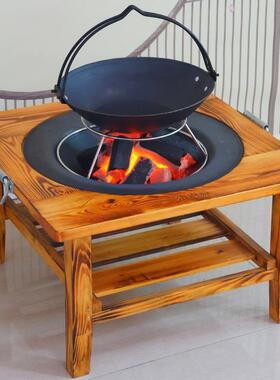 老式碳火盆取铸暖烤炉烤火炉铁炭冬盆季家用实木烧架户外tlznloj#