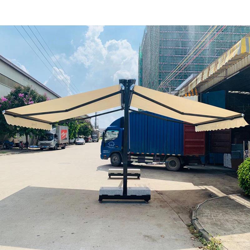 蝶双外开雨篷户遮棚伸缩蓬汽车雨阳棚HFL庭院露台商业街茶馆餐厅