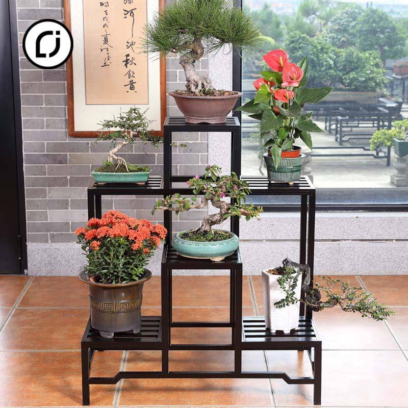 7T户萝外术景架客厅盆简约现C4代落地花架子铝合金多层绿架植物艺