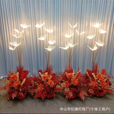 新婚蝴蝶庆道具电镀铁艺发光路引礼堂迎宾区布置RMI求婚现场婚地