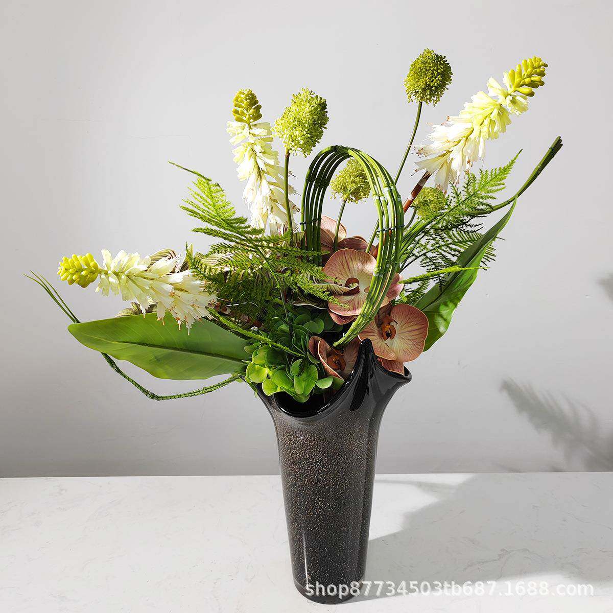 1429轻奢现样仿真花艺摆件高档餐厅假花茶间代几桌面装板饰品餐桌