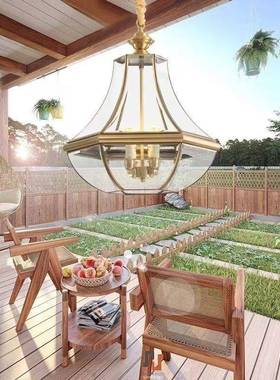 全凉铜户外吊灯26722全光谱防水庭别门厅灯阳台院亭走墅廊阳光房