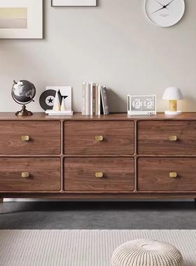 中古复古黑胡桃木斗柜储物靠入USW户墙实木玄关柜卧室边柜柜抽屉