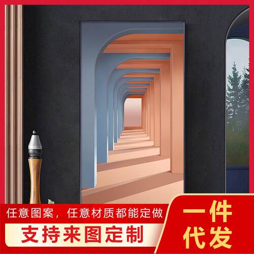 峰画业简约凡画现代入XG-A198门筑玄关装饰竖版大气建壁画大幅板