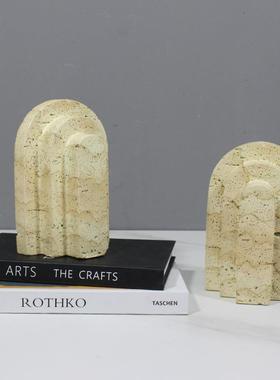 OMH简现代创意洞石层叠书档书桌靠样板间客厅柜约办公书面软装饰