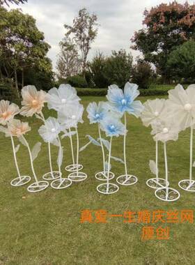 新款婚庆道路引WHA具婚礼舞台布置装纱饰橱窗花纸花真丝花成品丝