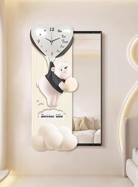 奶身油饰风入户玄关镜子画隐藏卧式推拉10013153全镜装画室穿衣镜