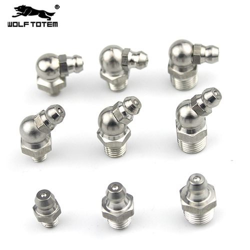 304不锈钢黄油嘴直头/45/90度注油嘴牛油咀直嘴弯嘴M6M8M10注油杯