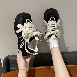 小众设计感奶盖鞋高颜值2025春季新款透气增高厚底老爹鞋女