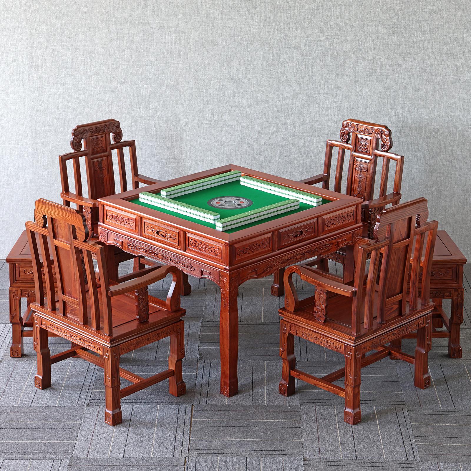 新中式麻将机全自动家用餐桌两用过山车实木电动麻将桌榆木棋牌桌
