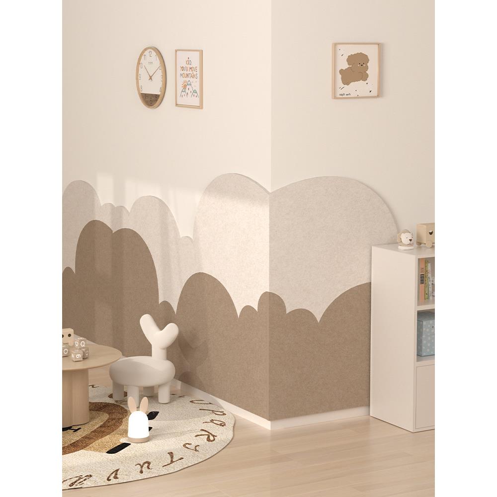 幼儿园环保创意毛毡板背景墙走廊布局墙板创意彩云软包墙围环保