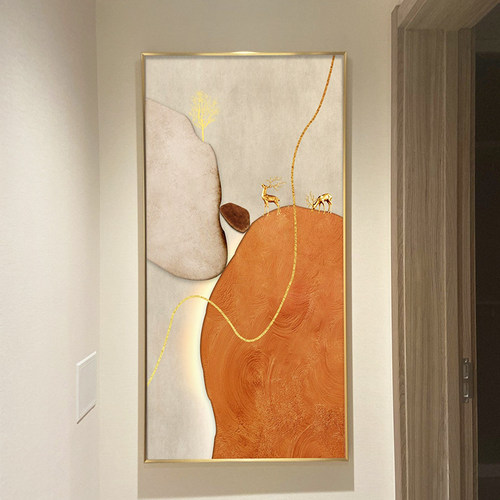 入户正对门画石来运转玄关装x饰画大气过道走廊挂画高档艺术落地